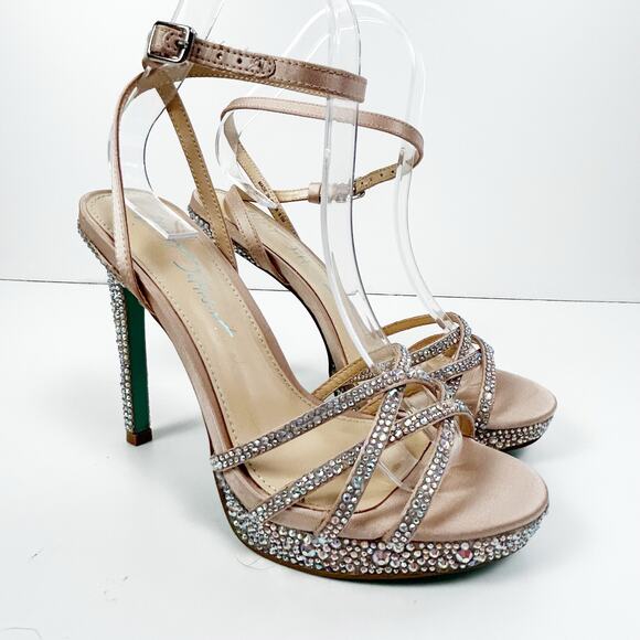 Blue By Betsey Johnson Sb-adde Jeweled Strappy Heeled Sandals Womens Size 6.5M - Picture 3 of 10